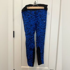 Nike Dri Fit Blue Black Workout Running Leggings Size Large
